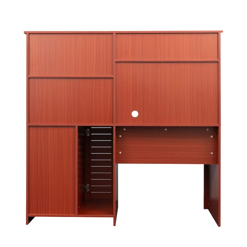 Home Office Computer Desk with Hutch, Antiqued finish