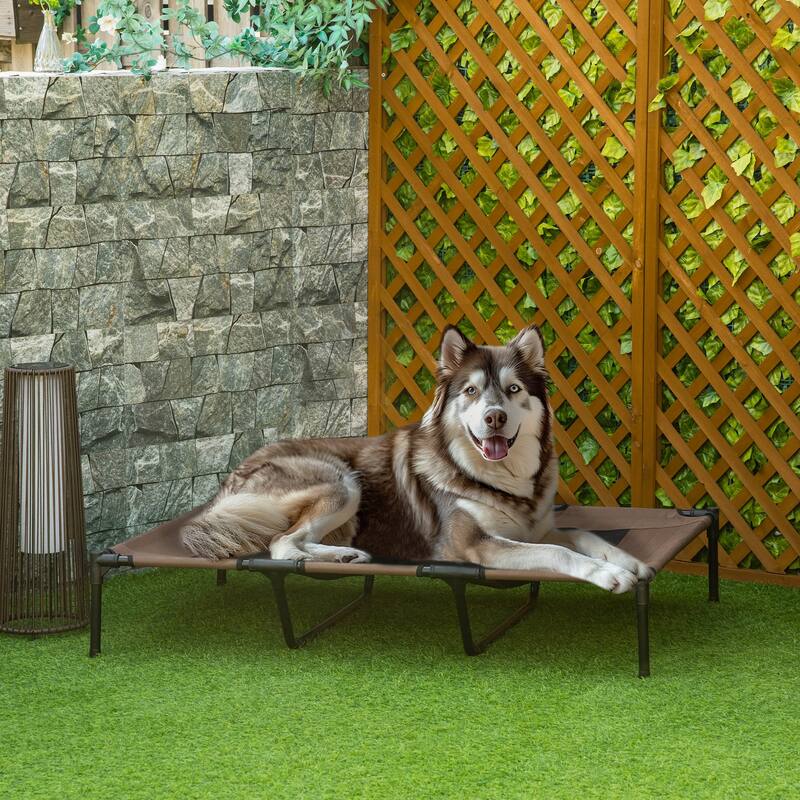 Pawhut Elevated Cooling Mesh Dog Bed Cot - 48" x 36.25" x 9"