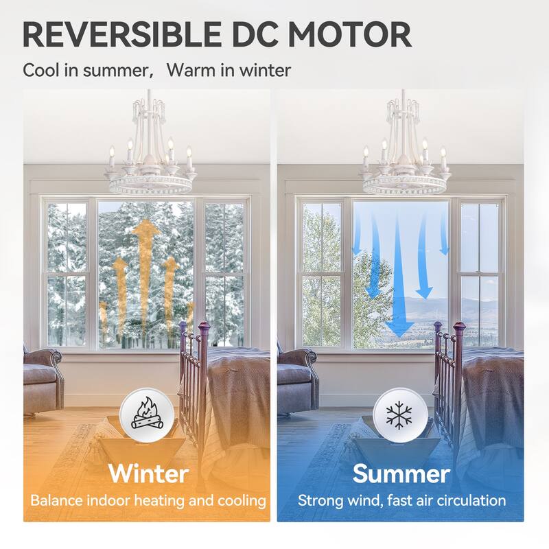 22-Inch Decorative Chandelier Ceiling Fan with Light and Remote