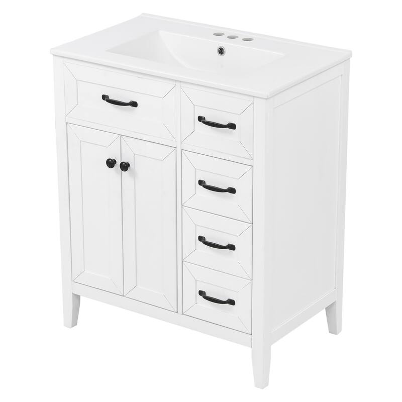 GDFStudio - Avalon Modern Freestanding Bathroom Vanity with Ceramic Sink & Soft Close Multi-Storages