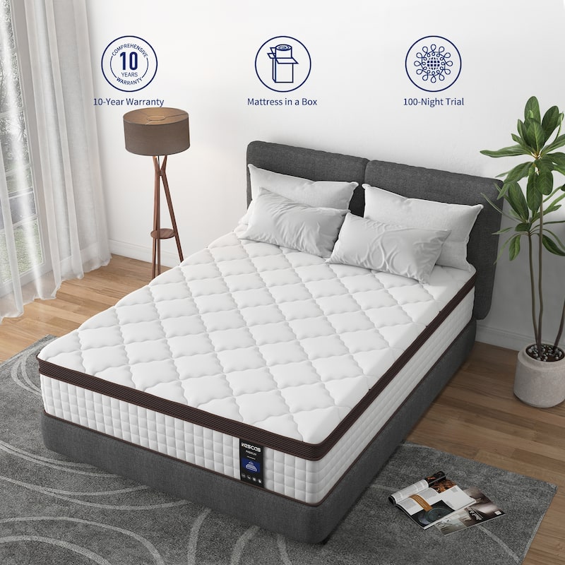 12-inch Full/Queen/King Euro Top Medium Firm Hybrid Memory Foam Innerspring Mattress