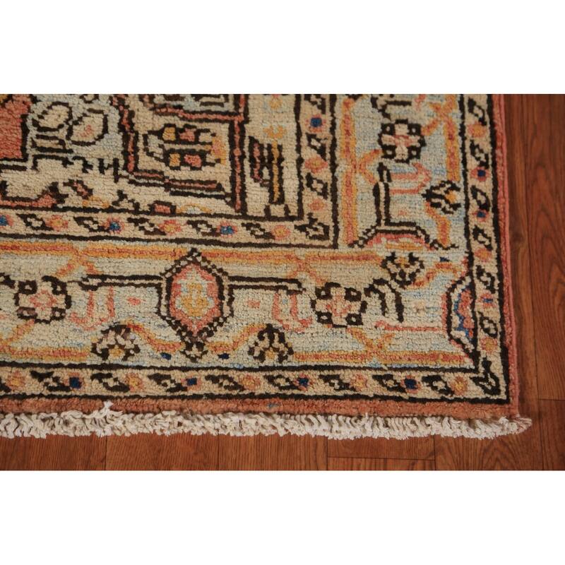 Orange Heriz Serapi Vegetable Dye Accent Rug Handmade Wool Carpet - 3'2"x 4'8"