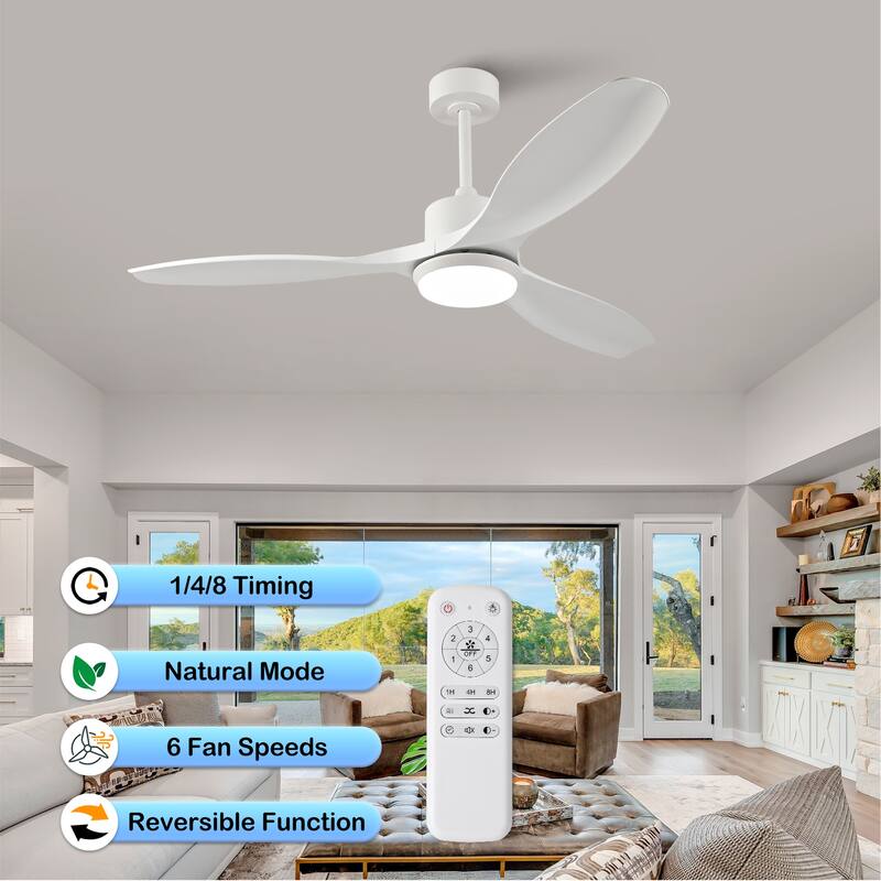 Sofucor 42/52 Inch Ceiling Fan With Light,3 ABS Blades Remote Control,Reversible DC Motor With Dimmable LED