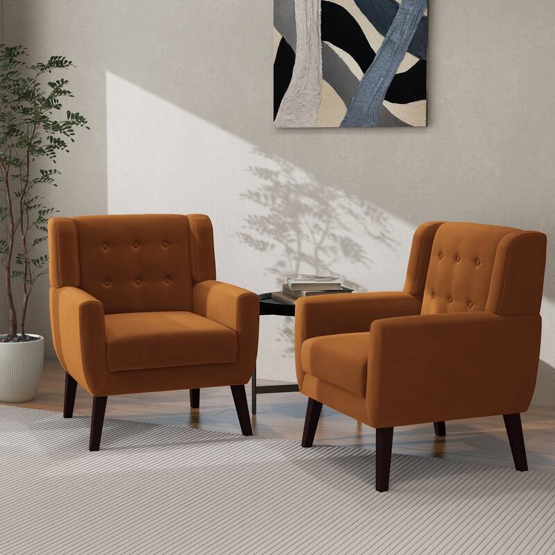 2 Set Modern Accent Chair Velvet Armchair