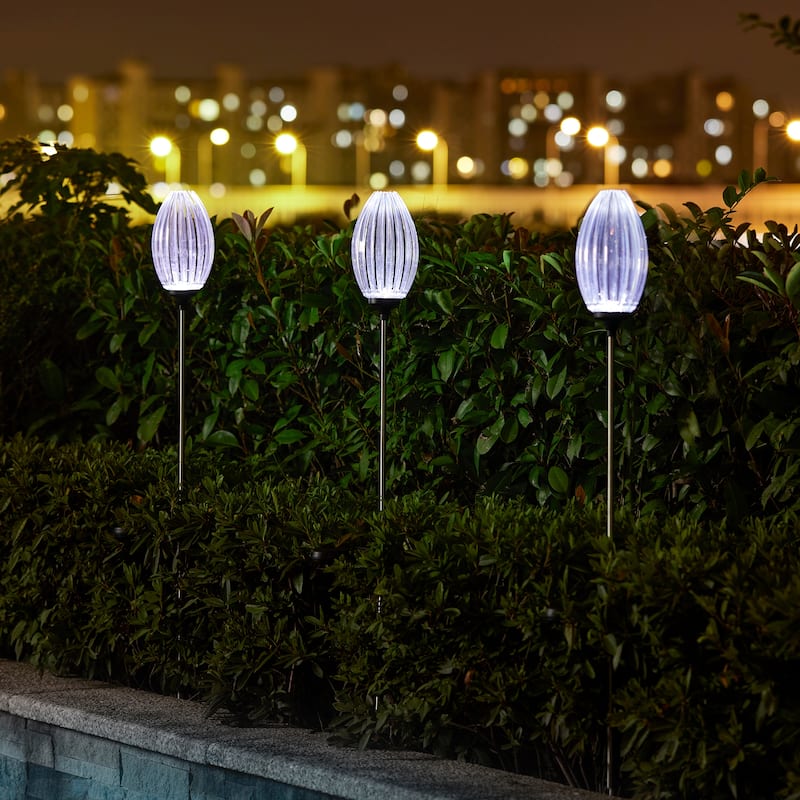 Glitzhome 36"H Set of 3 Flower/Angel Solar Garden Decorative Lights - Flower