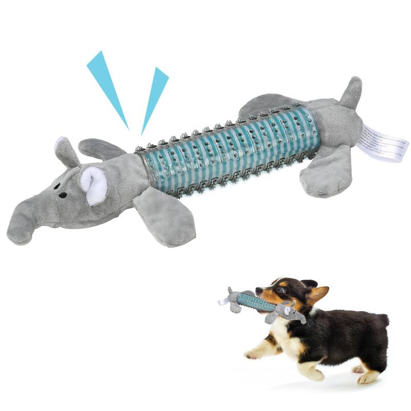 Best Pet Supplies Dog Toy with Crinkle and Squeaky Enrichment for Small and Medium Breed Puppies or Dogs, Cute and Plush - Grey