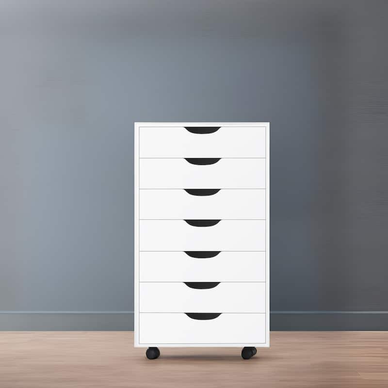 Sleek Modern Drawer Dresser Storage Cabinet with Grooved Drawer Pulls, Multipurpose Office File Storage Cabinet