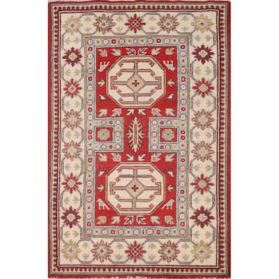 Red Kazak Accent Foyer Rug Handmade Wool Carpet - 2'7"x 4'0"
