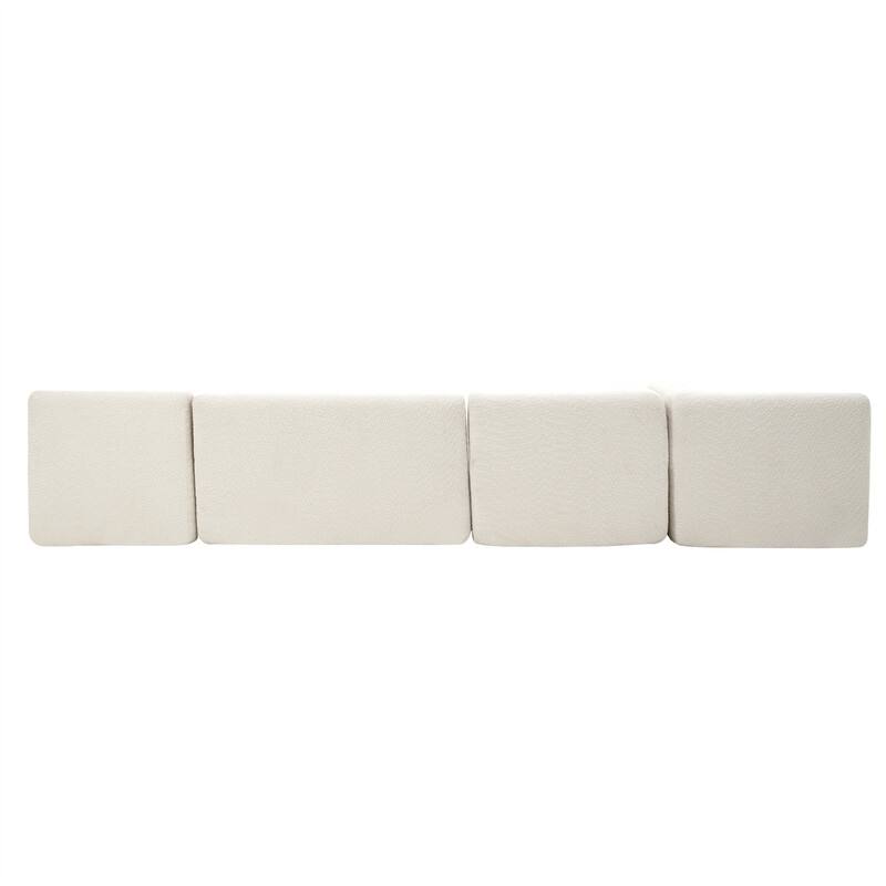 Convertible Sectional Sofa with 2 Curved Chaise Lounges, 143.7" Upholstered Sofa Free-combined Sofa Couch with 5 Back Pillows