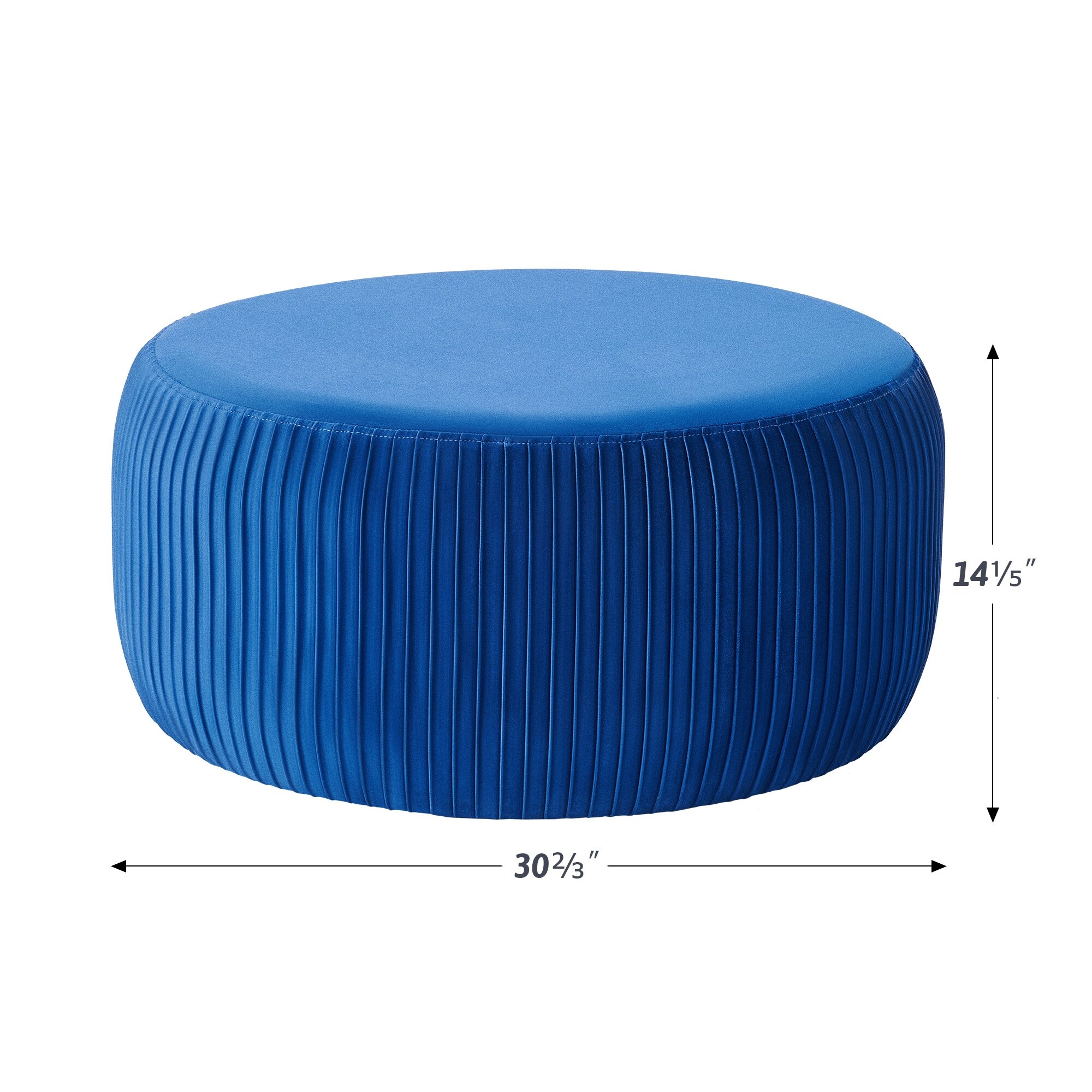 CO Z Round Cocktail Ottoman with 30 Inch Wide Velvet Upholstered