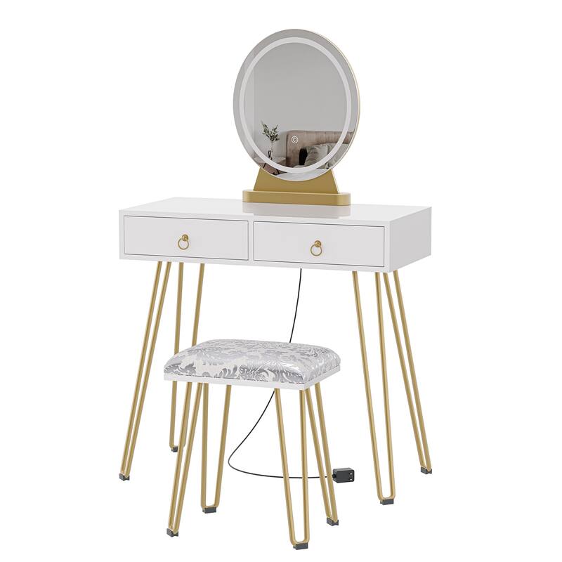 Table with Mirror Lamp,Dressing Table,Dressing Table with Upholstered
