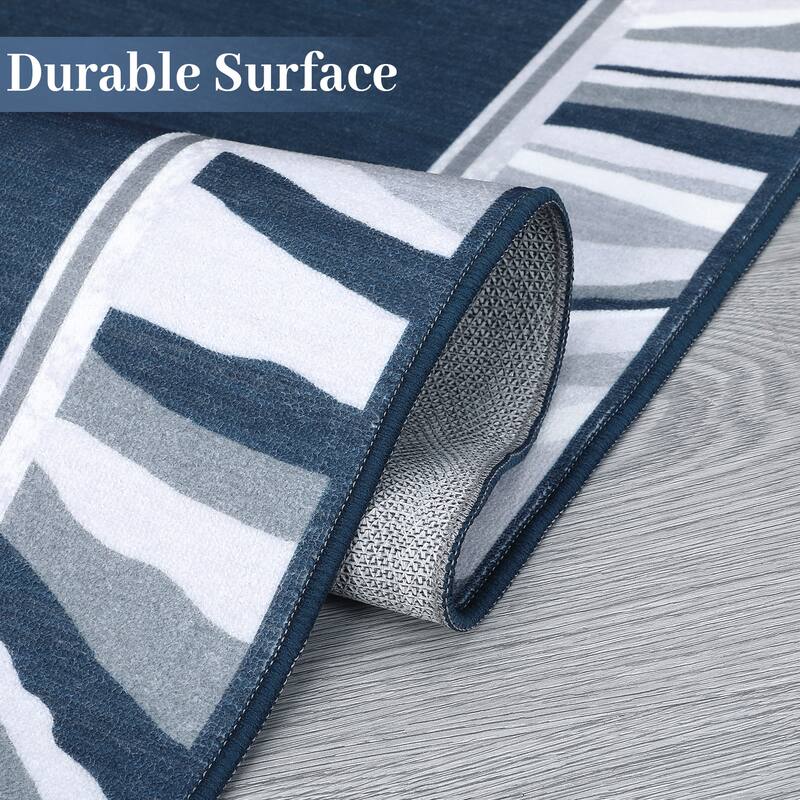 Modern Bordered Area Rugs for Living Room Bedroom Low Pile Non-Slip Rug Carpet