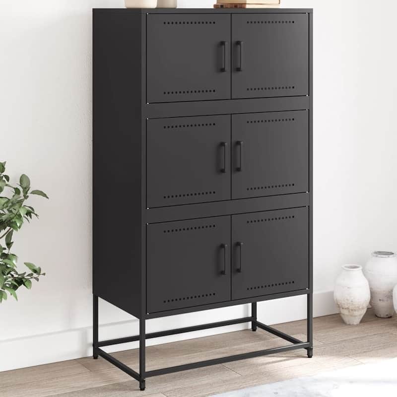 vidaXL Sideboard Storage Cabinet Cupboard Highboard Living Room Furniture Steel - 15.2 x 27.0 x 48.6