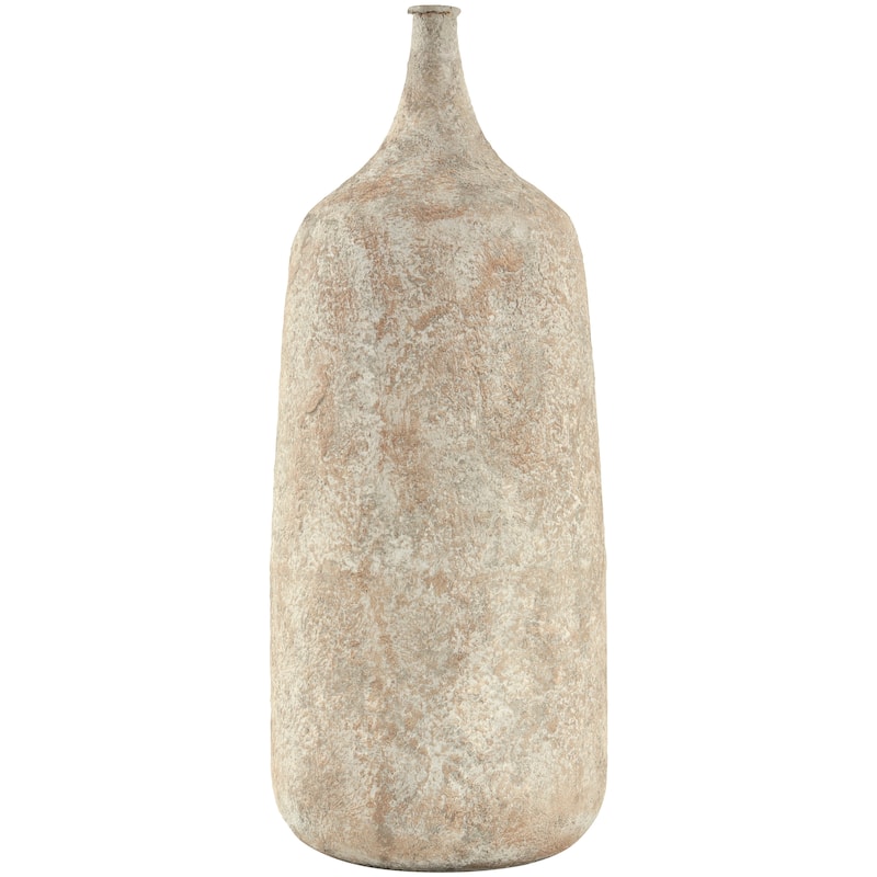 Beige Metal Handmade Antique Style Distressed Vase
