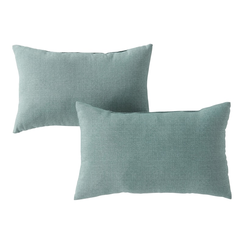 Solid Heathered Outdoor Lumbar Pillow (Set of 2) - Seaglass