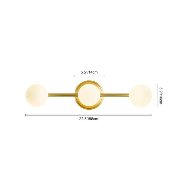dimension image slide 0 of 2, Modern Matte White Glass Globe Bathroom Linear Vanity Light
