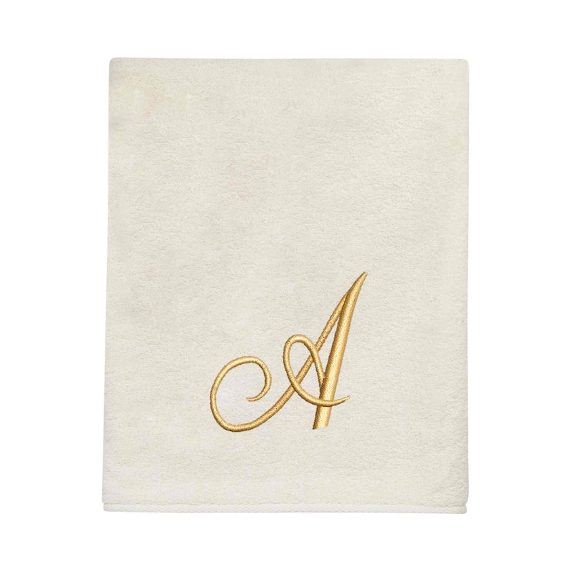 Avanti Linens Ivory/Gold Script Monogram Bath Towel Letter A - Bath Towel