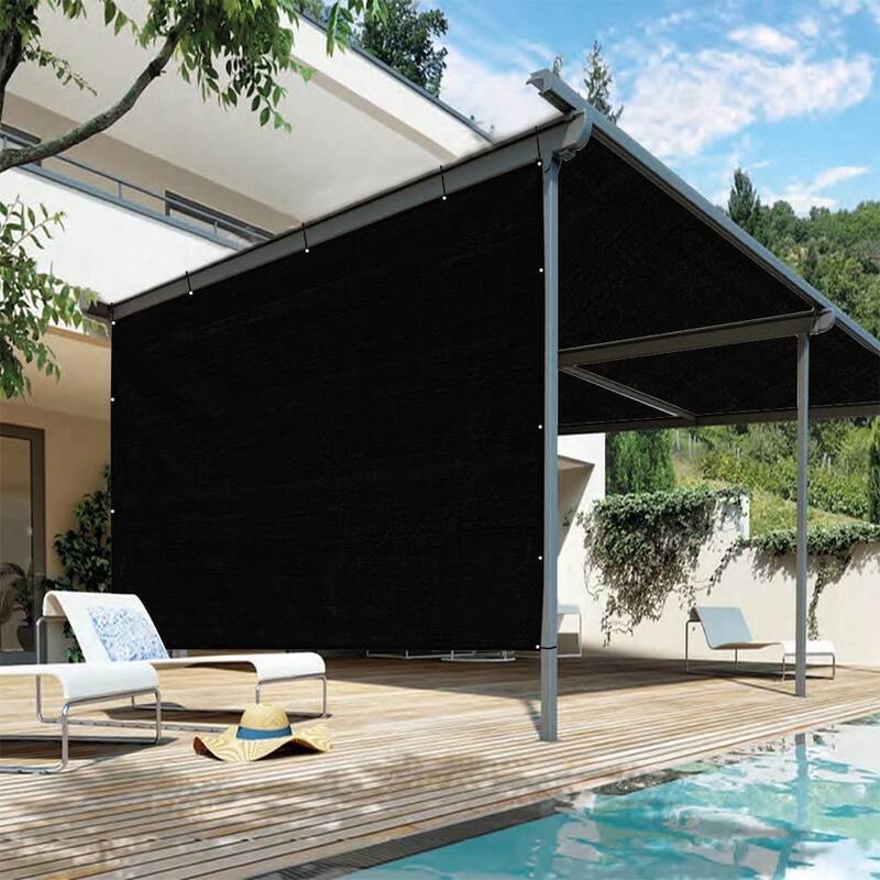 Shatex Outdoor Pergola Shade Cover Canopy for Patio Privacy Shade Screen Panel with Grommets on 2 Sides,8'x10', Black
