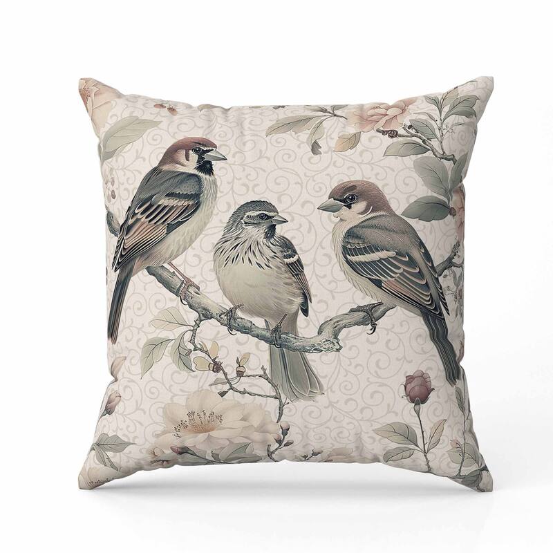 Branch Buddies Faux Suede Reversible Throw Pillow Beige and Green