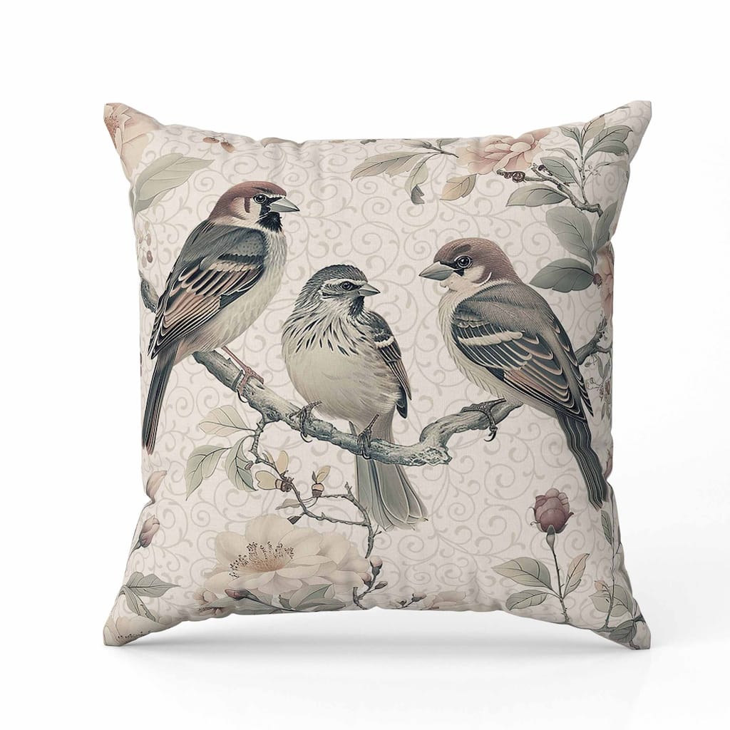 Branch Buddies Indoor/Outdoor Reversible Throw Pillow Beige and Green