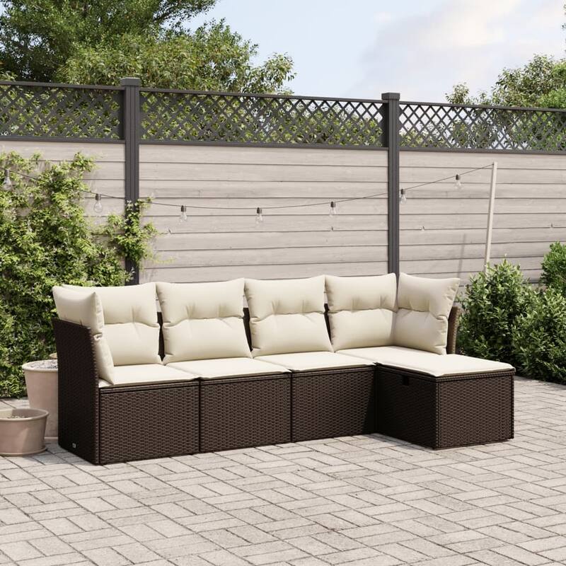 vidaXL Garden Sofa Set - Brown and cream 5 Piece Set