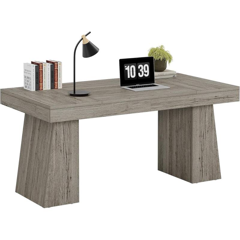 55" Modern Farmhouse Wooden Executive Desk Computer Conference Table