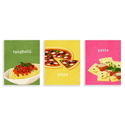Stupell Italian Cuisine Meals Wall Plaque Art Design By Kim Allen (Set of 3)