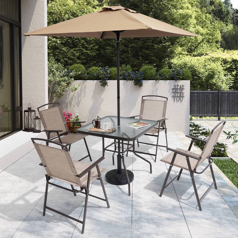 Pellebant Outdoor Dining Table with Umbrella Hole - See the Picture Images