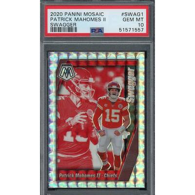 Patrick Mahomes 2020 Panini Mosaic Swagger Football Card #SWAG1 PSA 10 - 8'6" x 11'6"