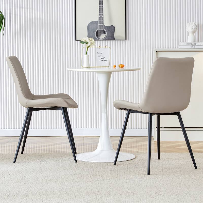 Dining Chair Set of 4, Family Dining Chair with Leather Backrest, Comfortable Kitchen Dining Chair with Extra Wide Cushion