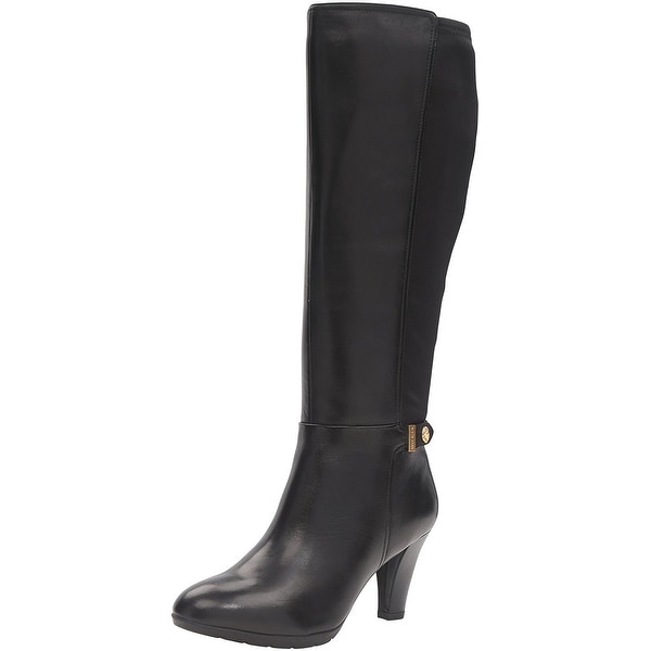 Anne Klein Womens Delray Leather Almond Toe Mid-Calf Fashion Boots