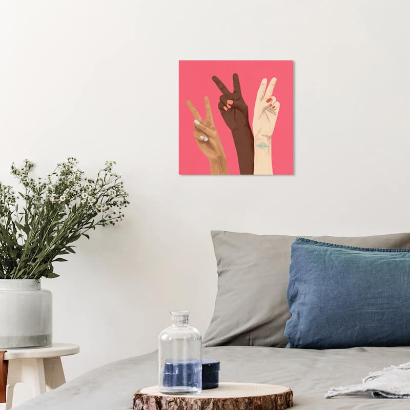 Wynwood Studio Canvas People and Portraits Bright Pink Friendship Pink and Modern & Contemporary Wall Art Canvas Print - 12 x 12