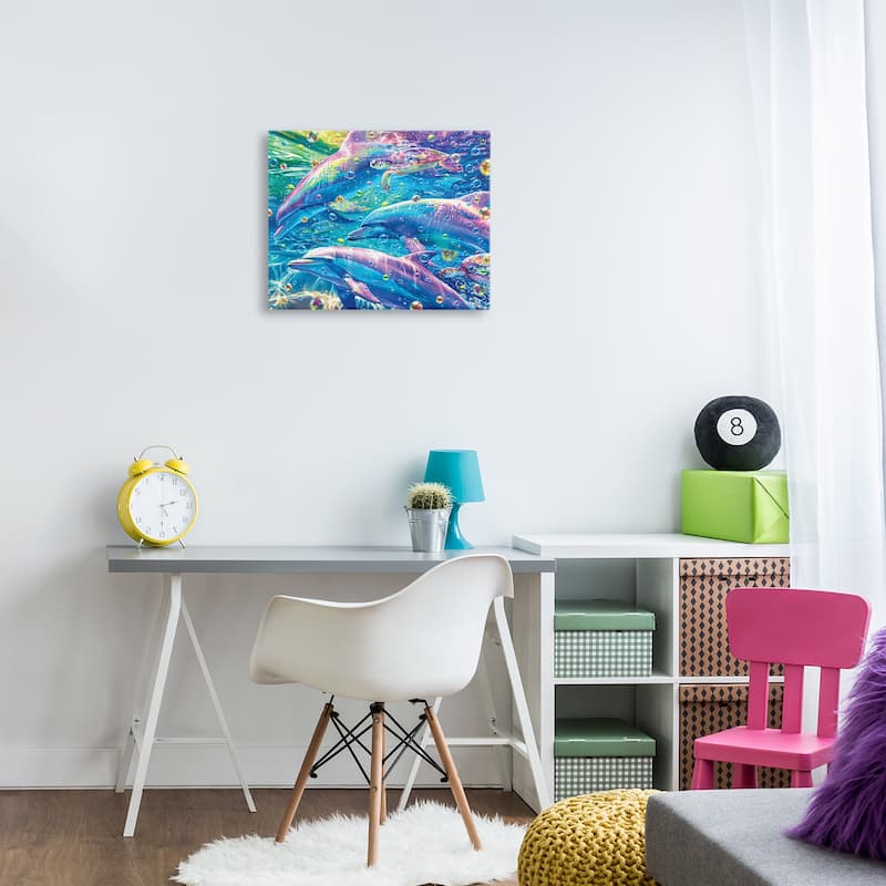 Stupell Chromatic Dolphins Trio Canvas Wall Art Design By Michael Ward
