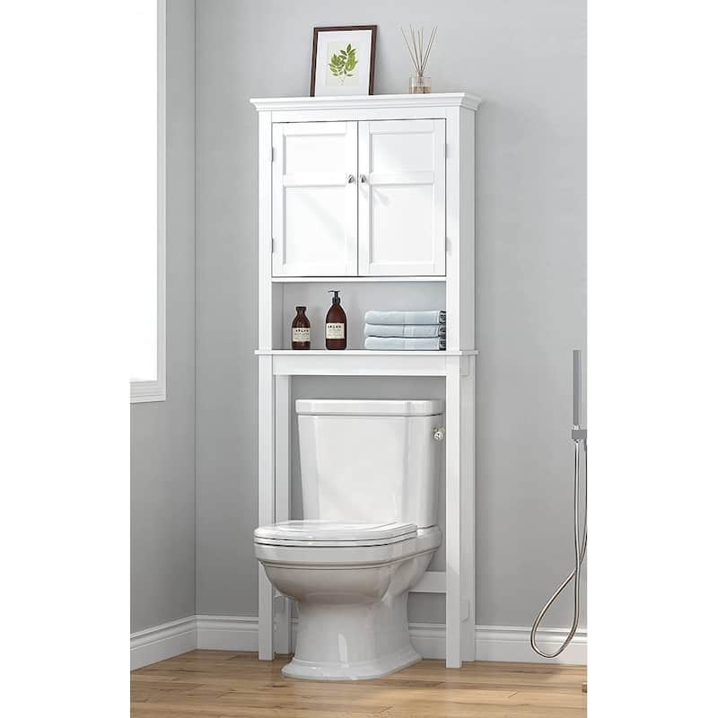 UTEX Bathroom Storage Over The Toilet, Bathroom Cabinet Organizer with Adjustable Shelves - White