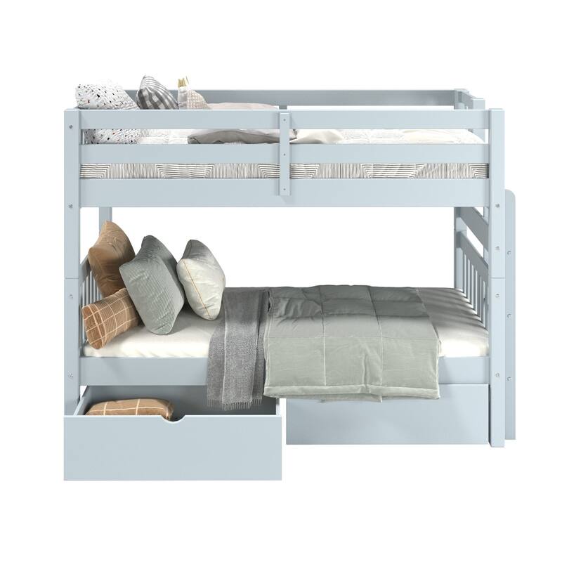 Taylor & Olive Trillium Twin over Twin Bunk Bed with Ladder, 2 Drawers