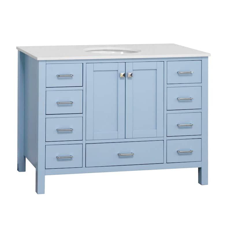 KitchenBathCollection Horizon 48" Bathroom Vanity with Engineered White Top