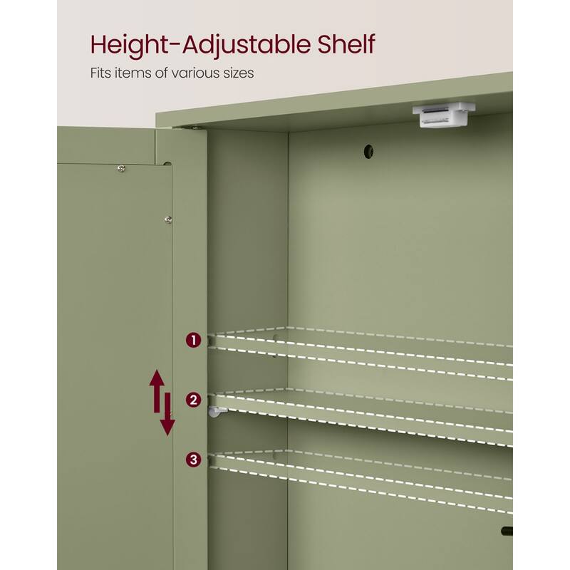Wall Mounted Bathroom Cabinet with Mirrored Doors and Adjustable Shelf - 5.1"D x 22.2"W x 23"H