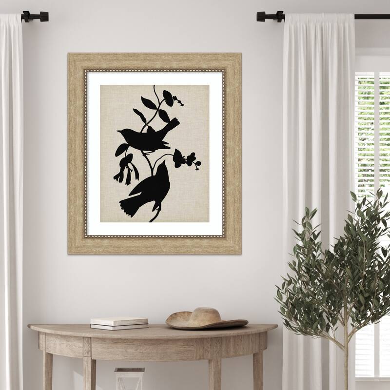 Audubon Silhouette No. 4 by Vision Studio Wood Framed Wall Art Print - Astor Champagne
