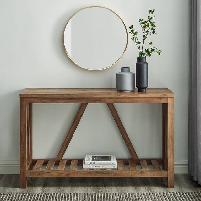Middlebrook Paradise Hill A-frame Console Table - Rustic Oak