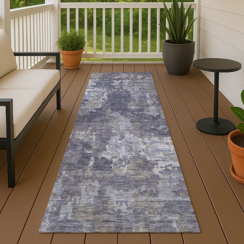 Machine Washable Indoor/ Outdoor Ombre Abstract Chantille Rug - Plum - 2'3" x 7'6"