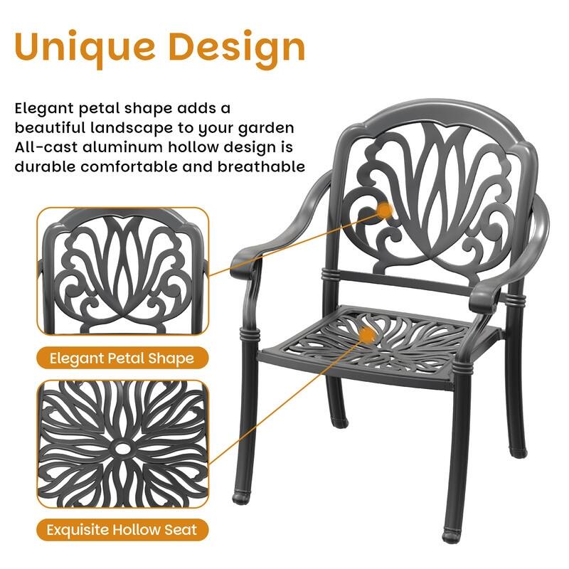 5-Piece Cast Aluminum Outdoor Dining Set with 39.37 in. Round Table and Seat Cushions