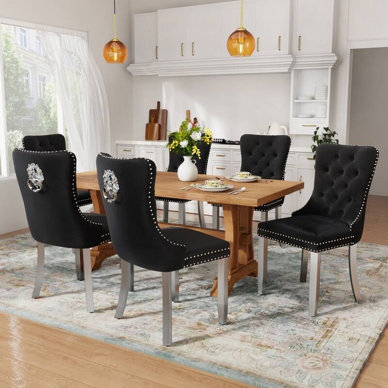 Tufted Naliheads Solid Wood Upholstered Dining Chairs (Set of 2)
