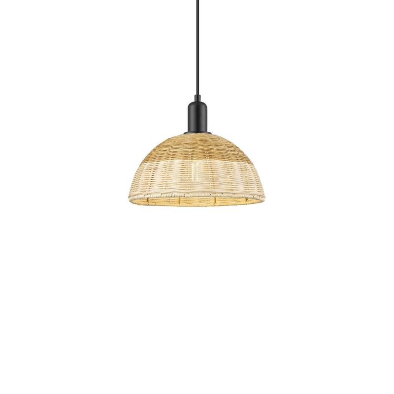 Innovations Lighting 716-1P-15-12 Natural Ballston Dome Pendant - Matte Black / Natural