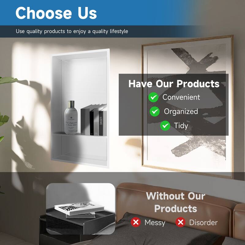 WIZ 12-inch W x 25-inch H x 4-inch D Stainless Steel Shower Niche