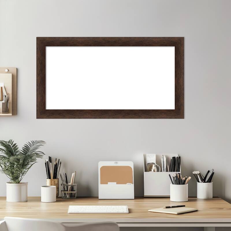 Amanti Art Warm Walnut Narrow Framed Dry Erase Magnetic Board