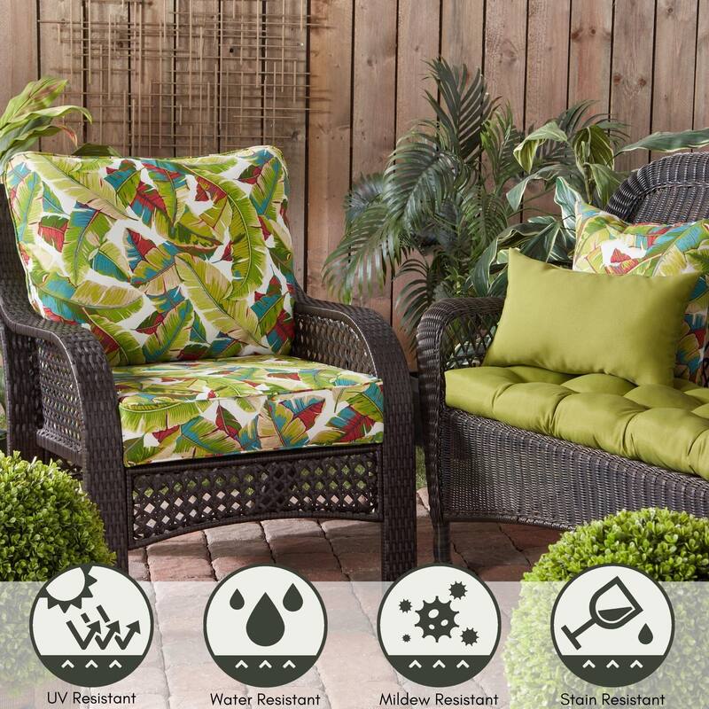 2-piece Palm Leaves 17-inch Square Outdoor Accent Pillow Set by Greendale Home Fashions