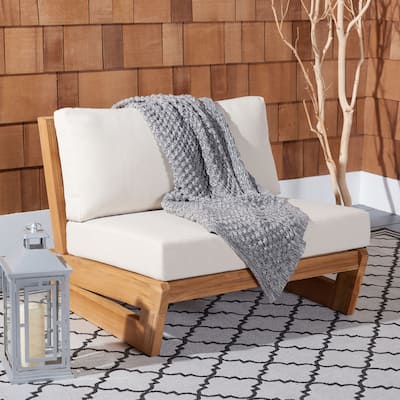 SAFAVIEH Couture Emmy Brazilian Teak Patio Chair - 36 In W x 35 In D x 28 In H - 36W x 35D x 28H