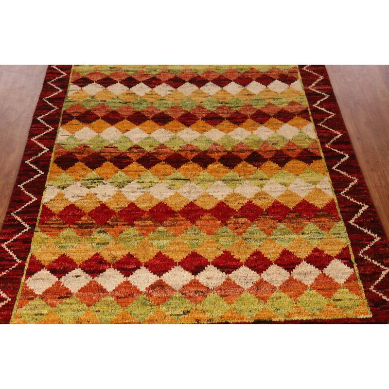 Trellis Geometric Moroccan Oriental Area Rug Hand-Knotted Wool Carpet - 6'9" x 10'1"