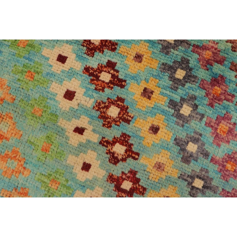 Boho Chic Balochi Owen Blue/Red Hand Knotted Wool Rug - 3'4'' x 5'0''