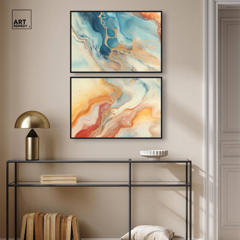 Marbled Sunrise I Canvas Set of 2 by Art Remedy